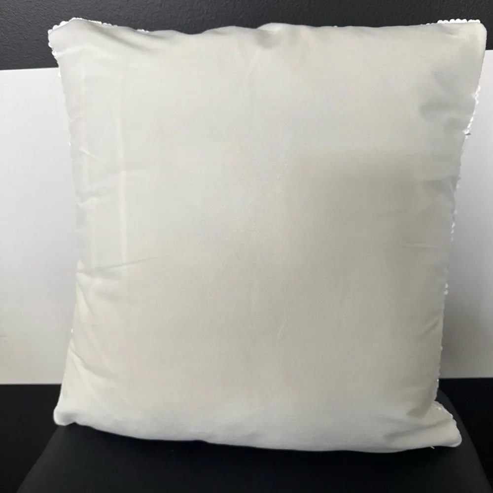 NEW! White and black reversible sequins pillow 18 x 18